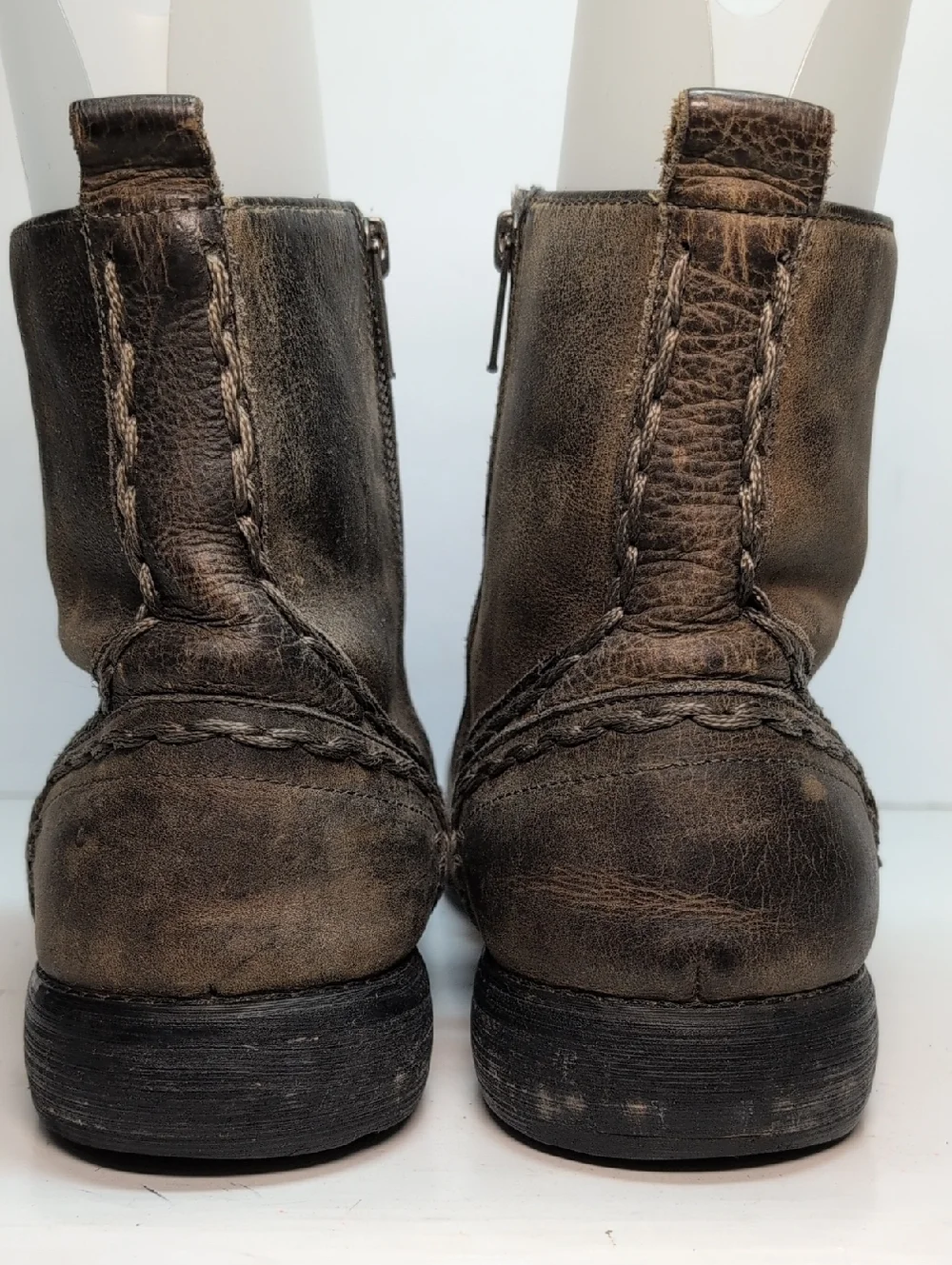 BED|STU revolution Distressed Brown Leather zip Ankle Boots mens size 10 EU 43